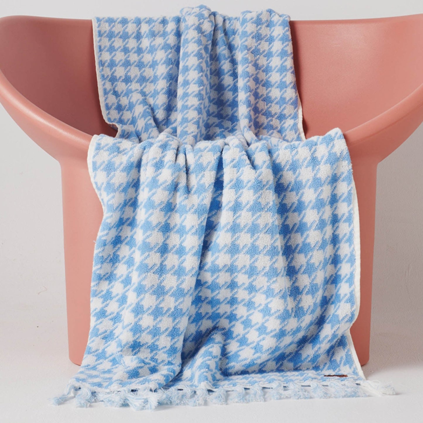 Kip & Co - Houndstooth Blue Terry Bath Sheet