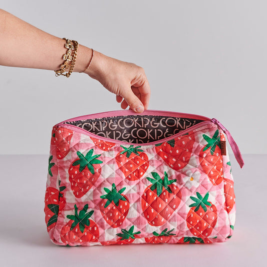 Kip&Co - Strawberry Jam Quilted Cotton Toiletry Purse