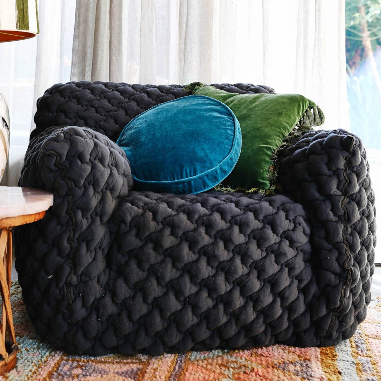 Kip&Co - Lagoon Teal Velvet Pea Cushion